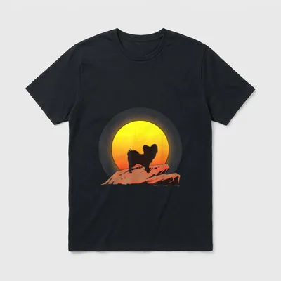 Papillon Hunde T-Shirt 0185 – Klassisches T-Shirt in Schwarz