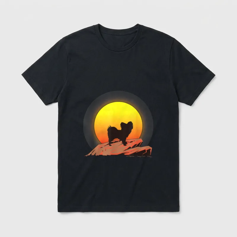 Papillon Hunde T-Shirt 0185 – Klassisches T-Shirt in Schwarz