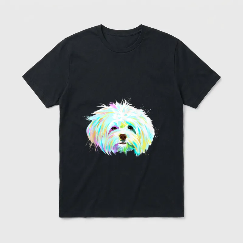 Splash Hund Malteser T-Shirt – Klassisches T-Shirt in Schwarz
