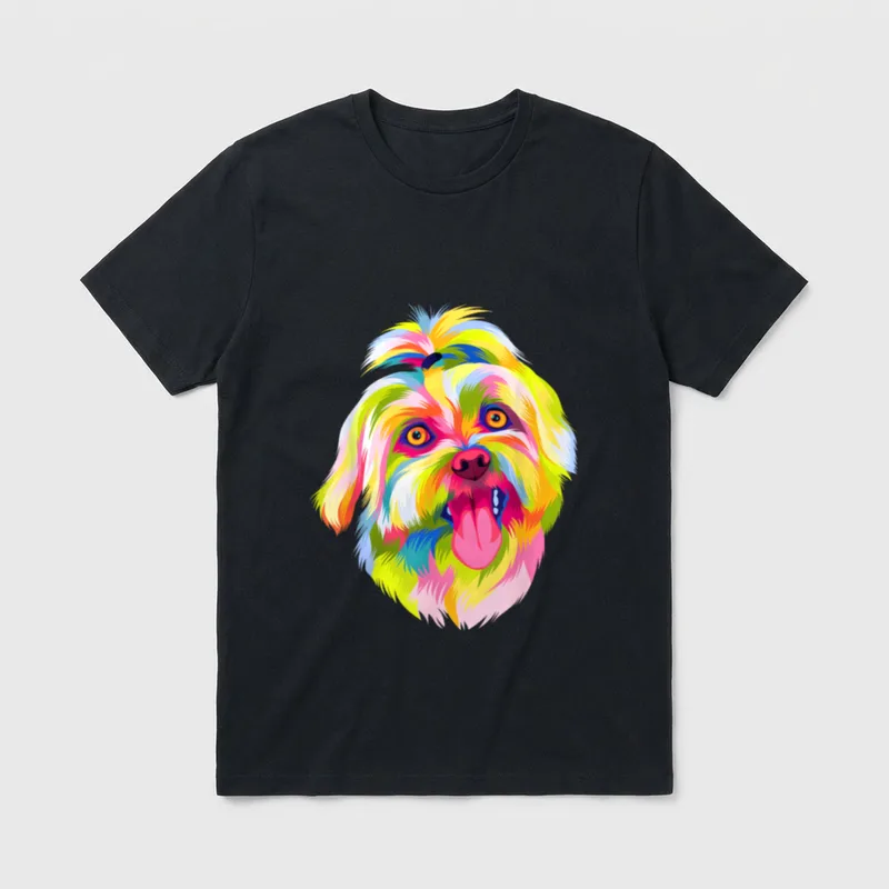 Pop Art Malteser Hund T-Shirt – Klassisches T-Shirt in Schwarz