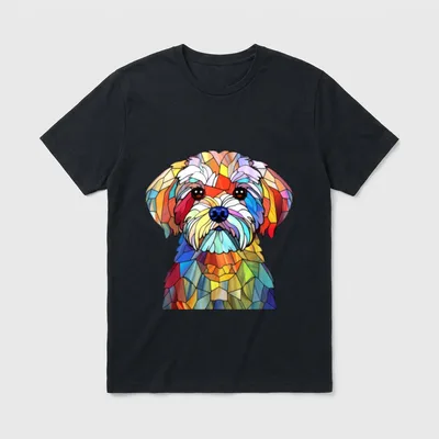 Malteser Hund Kopf Gesicht T-Shirt – Klassisches T-Shirt in Schwarz