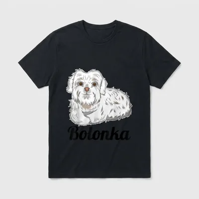 Bolonka Zwetna für Frauchen T-Shirt – Weißer Bolonka-Hund mit schwarzem Schriftzug Bolonka – Klassisches T-Shirt in Schwarz