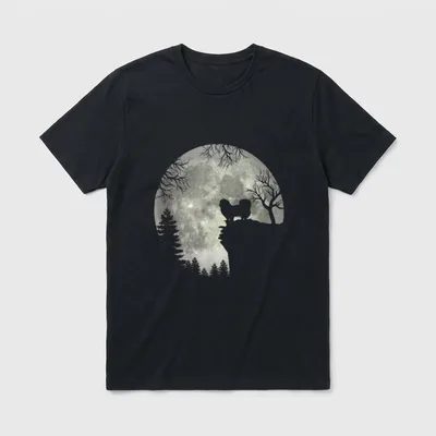Pekingese Pekinese und Mond T-Shirt – Klassisches T-Shirt in Schwarz