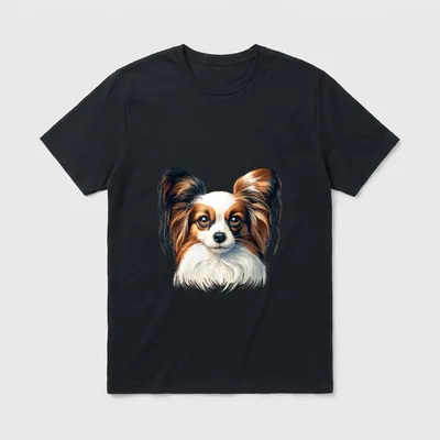 Hundegesicht Papillon T-Shirt – Klassisches T-Shirt in Schwarz
