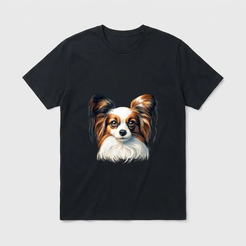 Hundegesicht Papillon T-Shirt – Klassisches T-Shirt in Schwarz
