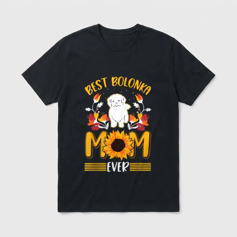 Best Bolonka Mom Ever T-Shirt – Bolonka Hund mit Sonnenblume und Text Best Bolonka Mom Ever – Klassisches T-Shirt in Schwarz