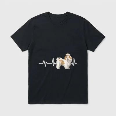 Shih Tzu Herzschlag Heartbeat T-Shirt – Klassisches T-Shirt in Schwarz