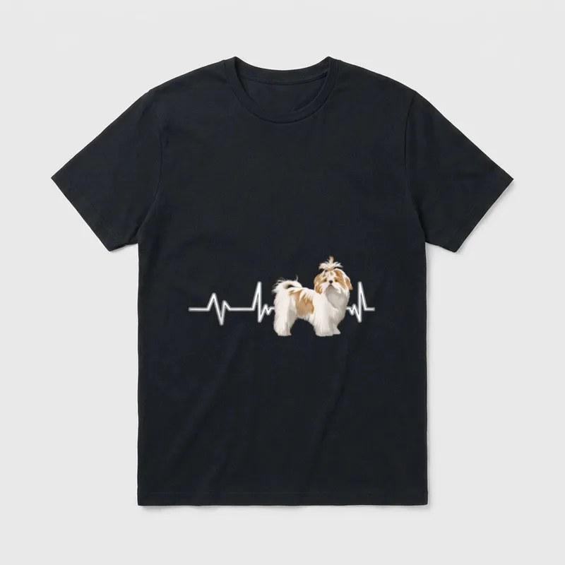 Shih Tzu Herzschlag Heartbeat T-Shirt – Klassisches T-Shirt in Schwarz