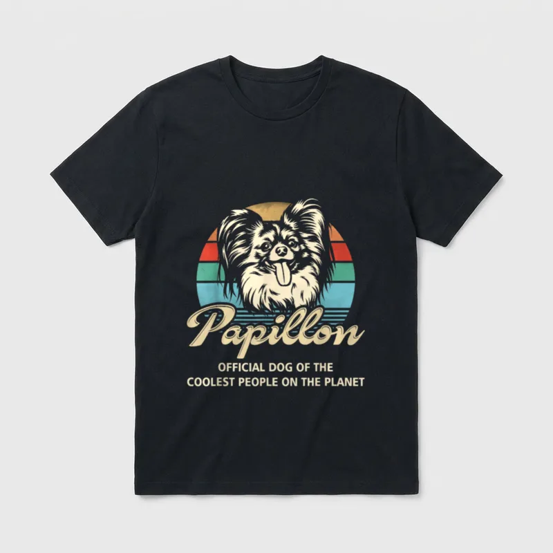 Papillon Offizieller Hund T-Shirt – Klassisches T-Shirt in Schwarz