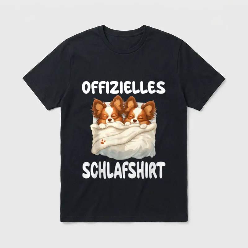 Papillon Hund Offizielles Schlafshirt T-Shirt – Klassisches T-Shirt in Schwarz