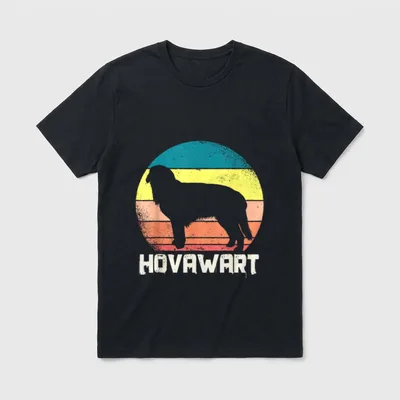 Hovawart Retro Hund Design T-Shirt – Klassisches T-Shirt in Schwarz