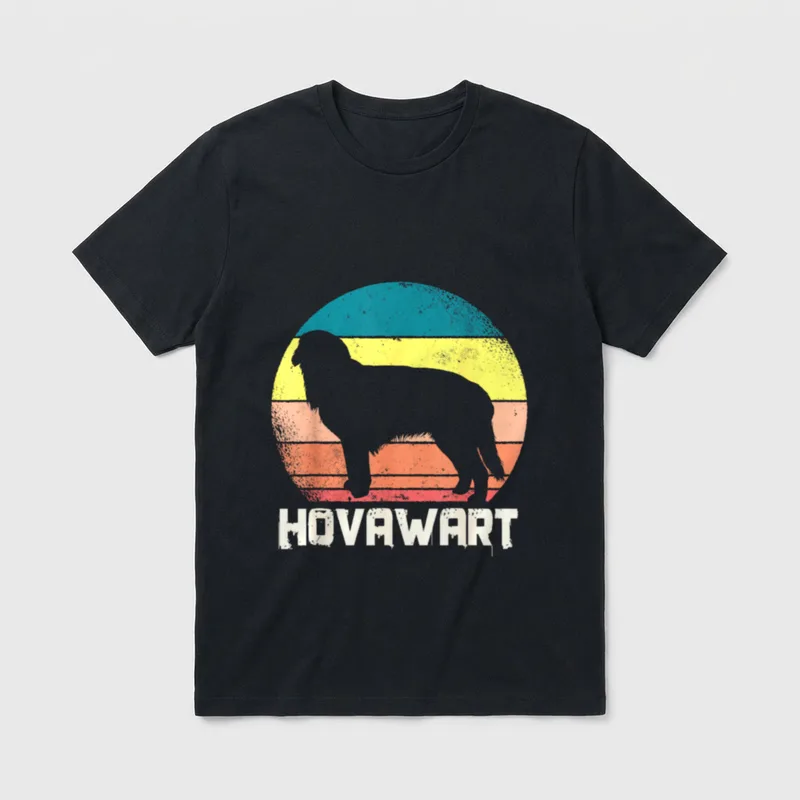 Hovawart Retro Hund Design T-Shirt – Klassisches T-Shirt in Schwarz