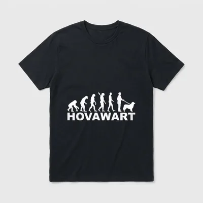 Hovawart Evolution T-Shirt – Silhouetten-Reihe endet als Hovawart mit Schriftzug HOVAWART – Klassisches T-Shirt in Schwarz