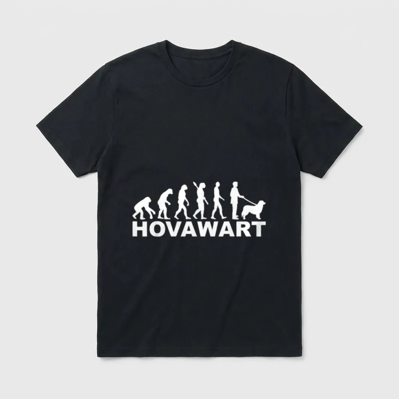 Hovawart Evolution T-Shirt – Silhouetten-Reihe endet als Hovawart mit Schriftzug HOVAWART – Klassisches T-Shirt in Schwarz