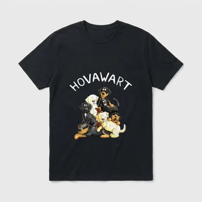 Hovawart Haufen I Hovawart T-Shirt – Comic-Haufen aus Hovawart Hunden mit weißem Schriftzug – Klassisches T-Shirt in Schwarz