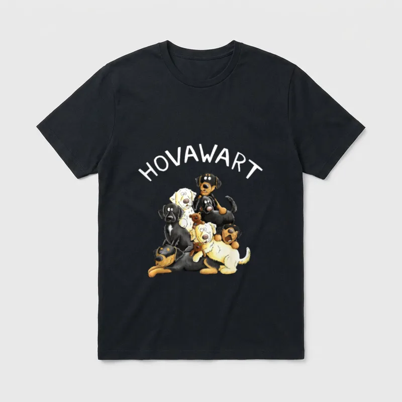 Hovawart Haufen I Hovawart T-Shirt – Comic-Haufen aus Hovawart Hunden mit weißem Schriftzug – Klassisches T-Shirt in Schwarz