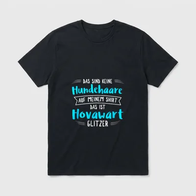 Hovawart Hundebesitzer T-Shirt – Blauer und weißer Spruch Hovawart Glitzer statt Hundehaare – Klassisches T-Shirt in Schwarz
