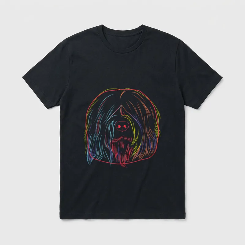 Bunter Briard Hund T-Shirt – Klassisches T-Shirt in Schwarz