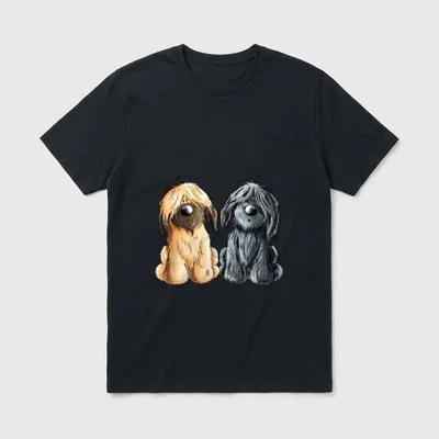 Briard Duo I Herrchen T-Shirt – Klassisches T-Shirt in Schwarz