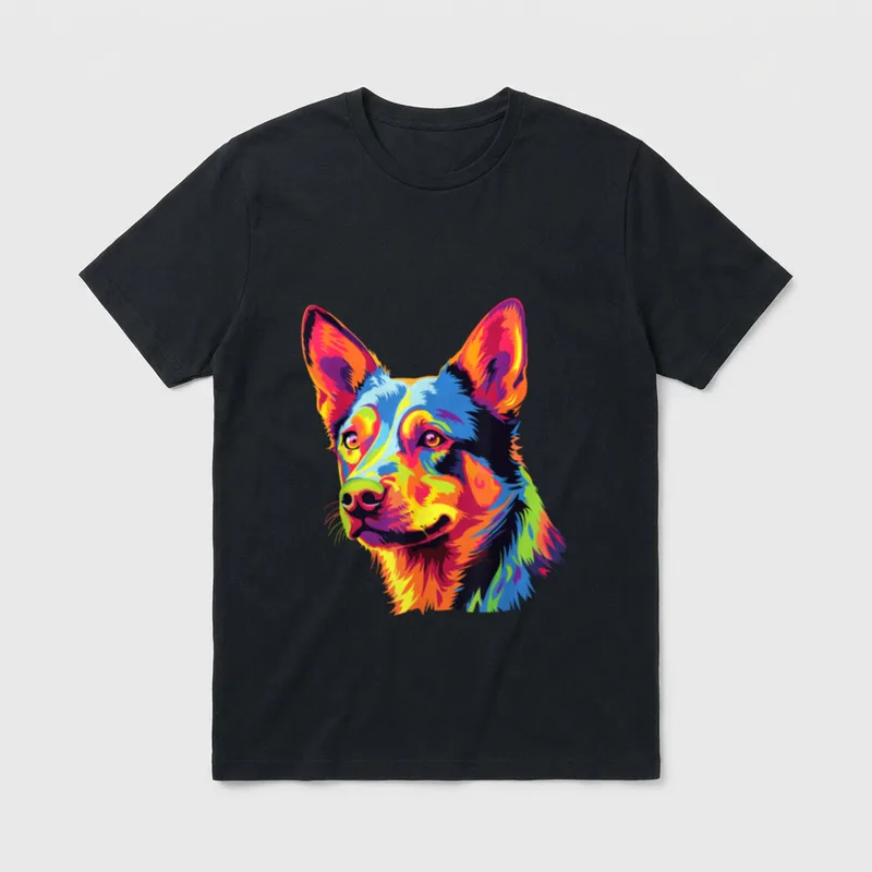 Wasserfarben Farbenfroher Australian Kelpie T-Shirt – Klassisches T-Shirt in Schwarz
