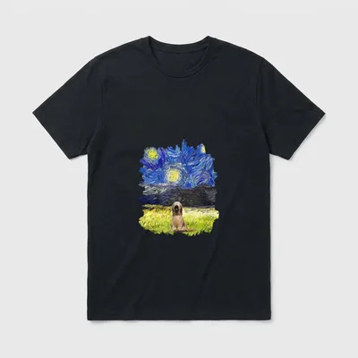 Sternennacht-Impressionist Dog Art Briard T-Shirt – Klassisches T-Shirt in Schwarz