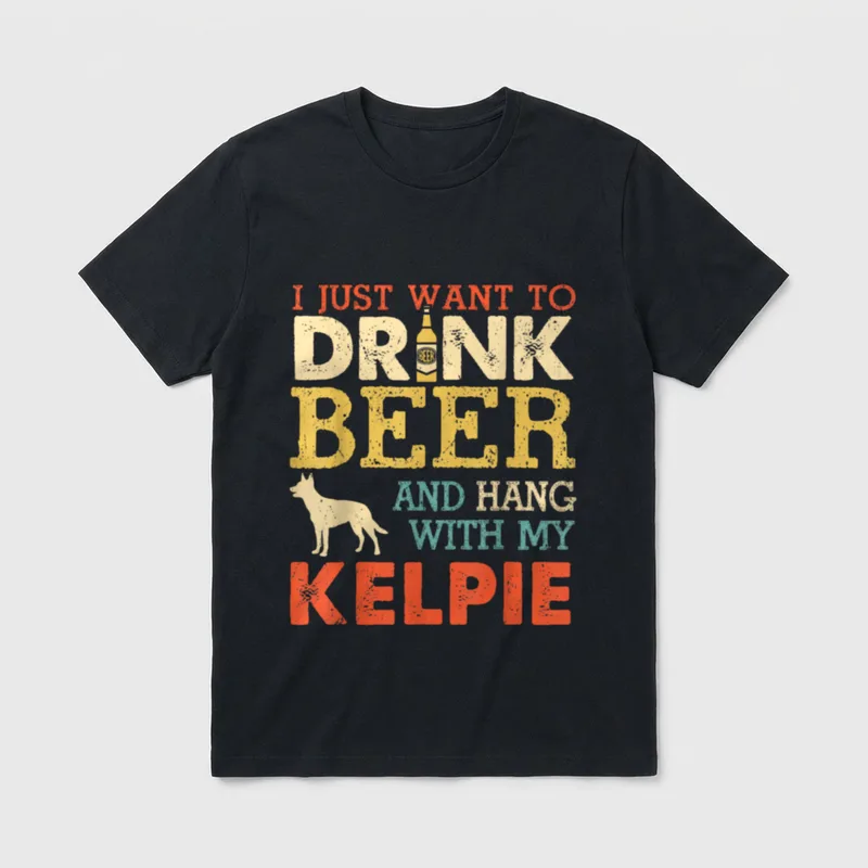 Kelpie Dad Drink Beer T-Shirt – Klassisches T-Shirt in Schwarz