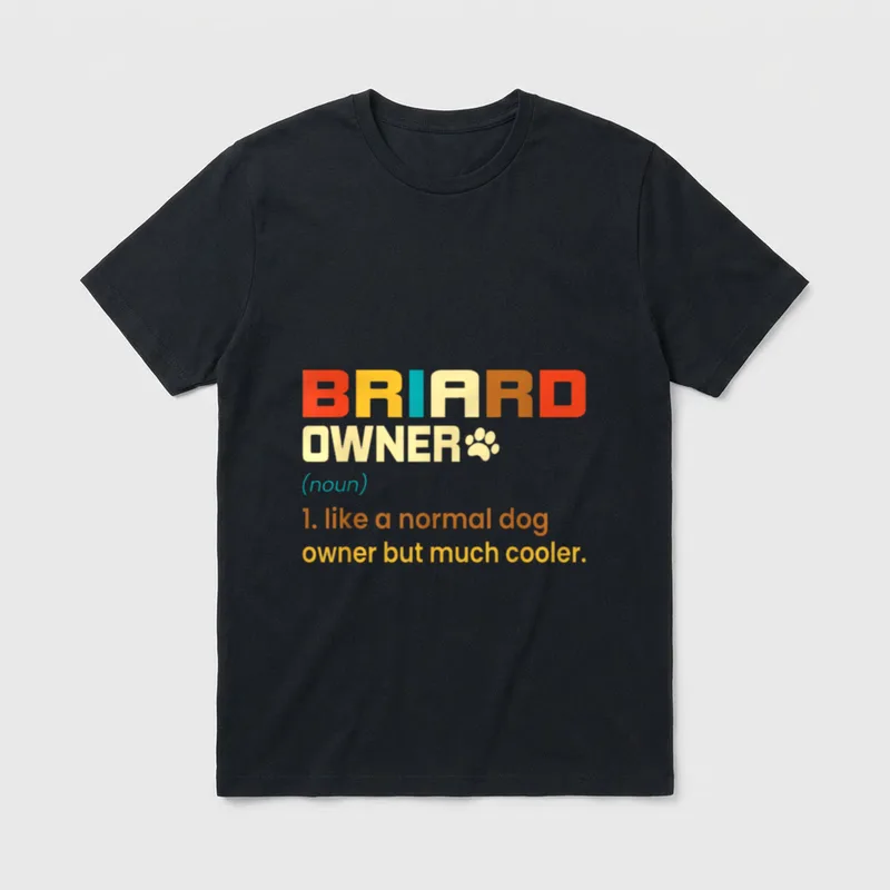 Vintage Briard Lover Design T-Shirt – Klassisches T-Shirt in Schwarz