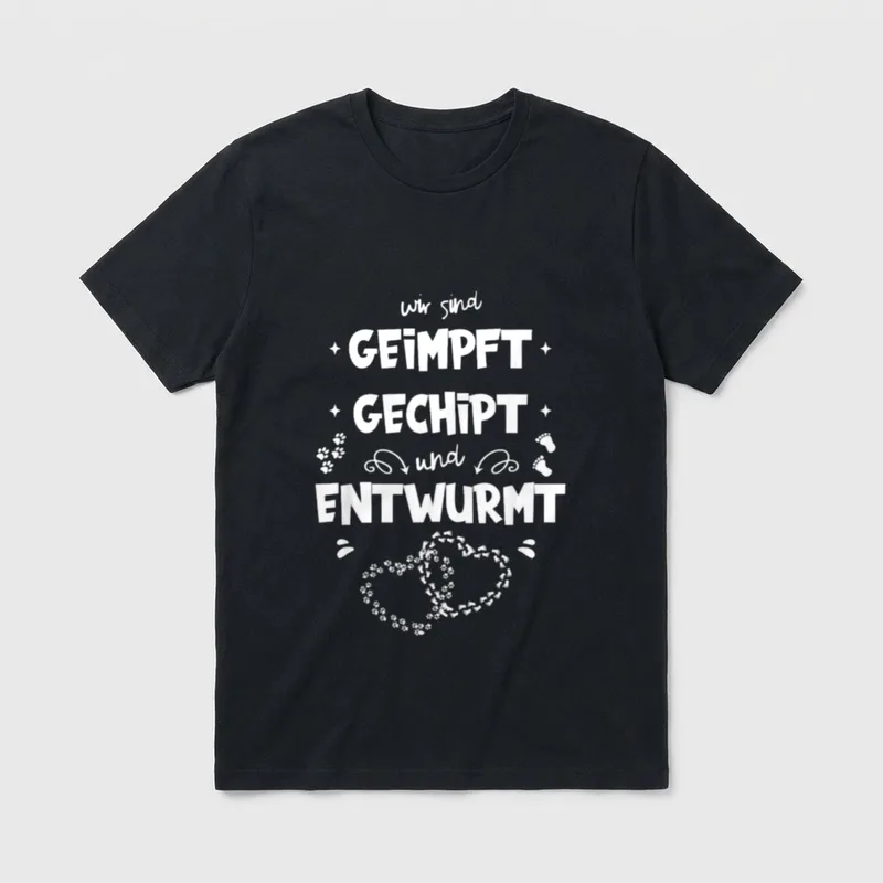 geimpft gechipt entwurmt lustiges T-Shirt – Klassisches T-Shirt in Schwarz