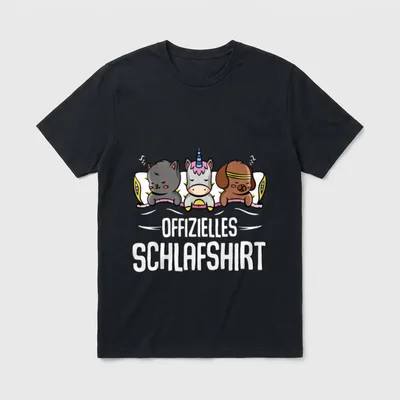 Einhorn & Katze & T-Shirt – Klassisches T-Shirt in Schwarz