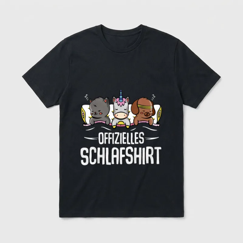 Einhorn & Katze & T-Shirt – Klassisches T-Shirt in Schwarz