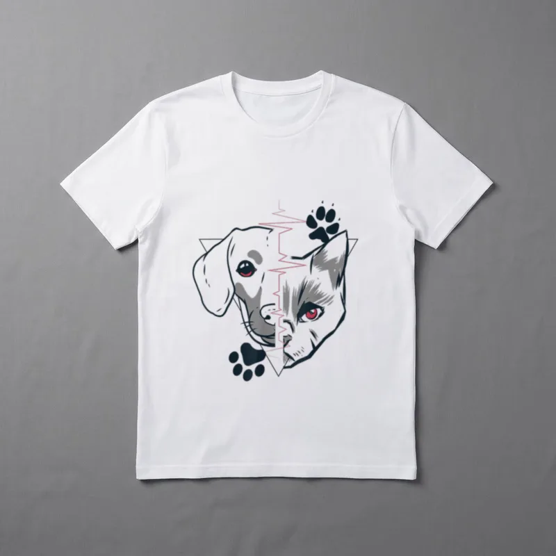 Hund Katze Herzschlag EKG Pfote T-Shirt – Klassisches T-Shirt in Schwarz