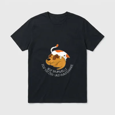 80% Baumwolle 20% Katzen T-Shirt – Klassisches T-Shirt in Schwarz