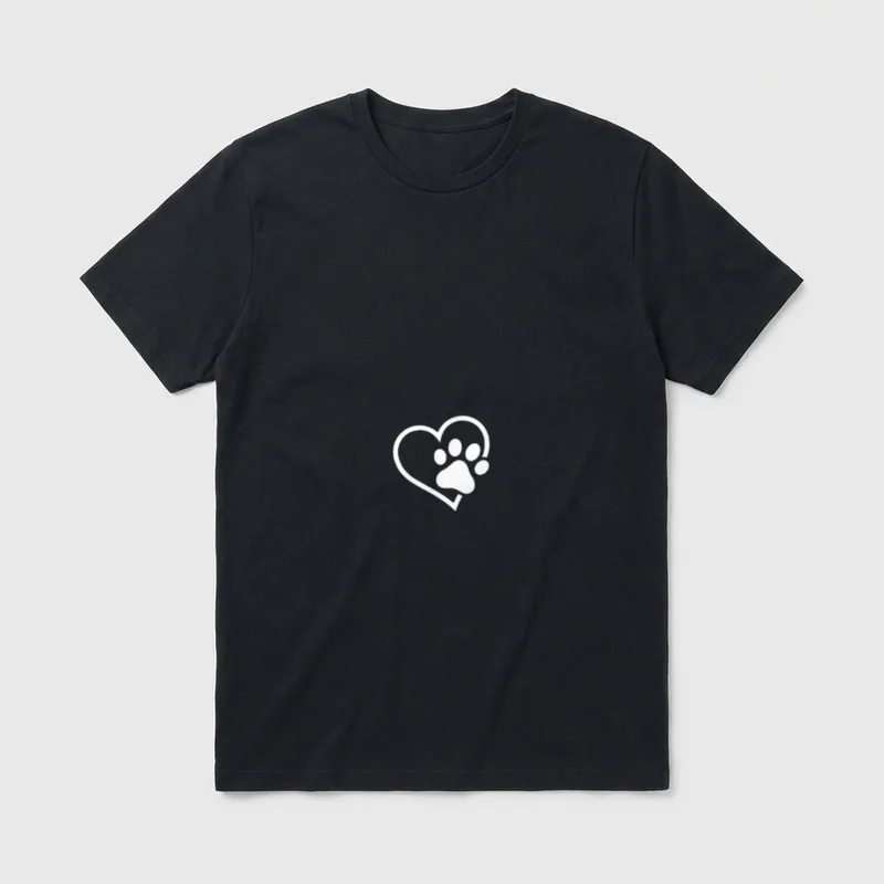 Herz mit Pfote für Hunde T-Shirt – Klassisches T-Shirt in Schwarz