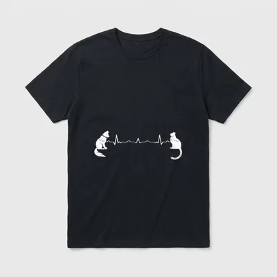 Hund und Katze HERZSCHLAG T-Shirt – Klassisches T-Shirt in Schwarz