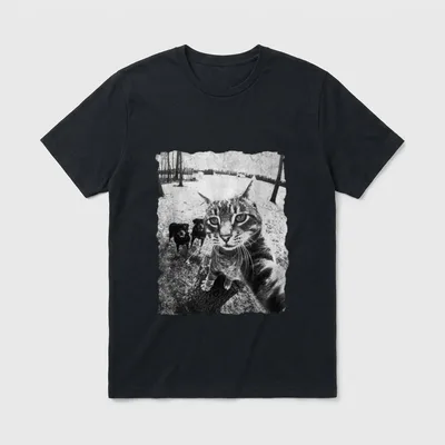 Lustiges Katzen-Selfie mit Rottweiler T-Shirt – Klassisches T-Shirt in Schwarz