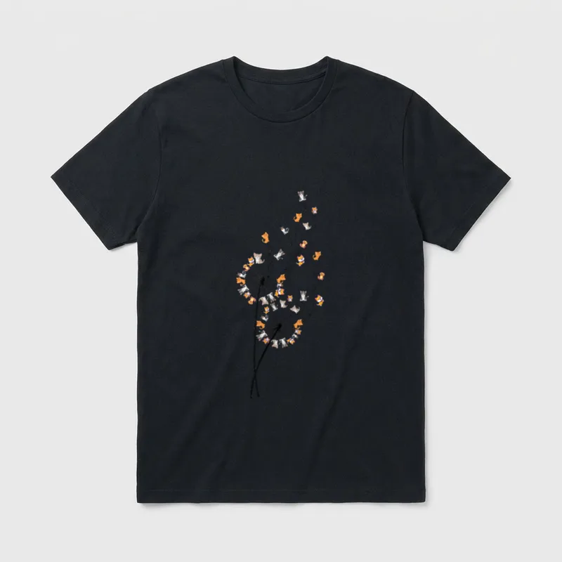 Pusteblume mit Katzen T-Shirt – Klassisches T-Shirt in Schwarz