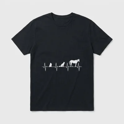 Heartbeat Katze Hund Pferd T-Shirt – Klassisches T-Shirt in Schwarz