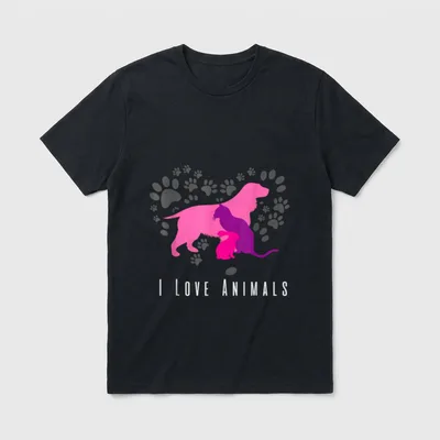 I love animals Katzen T-Shirt – Klassisches T-Shirt in Schwarz