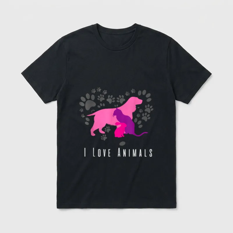 I love animals Katzen T-Shirt – Klassisches T-Shirt in Schwarz
