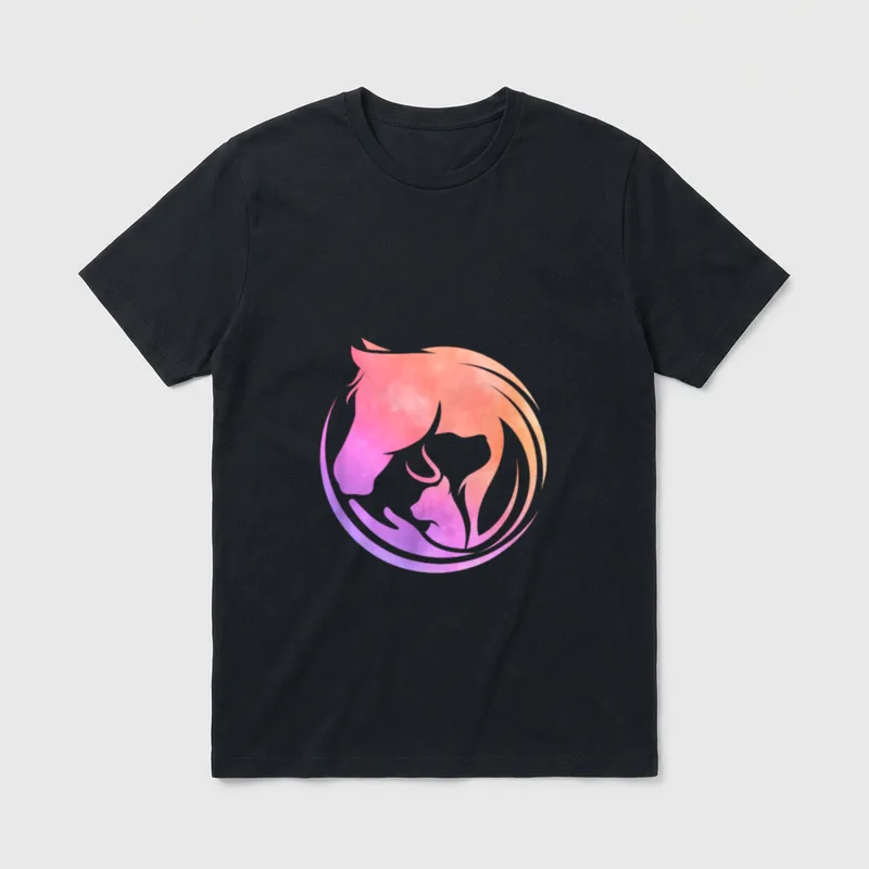 Aquarell Pferd Hunde Katzen T-Shirt – Klassisches T-Shirt in Schwarz