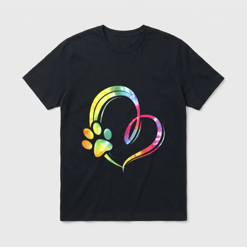 Aquarell Pfote Hunde Herz T-Shirt – Klassisches T-Shirt in Schwarz