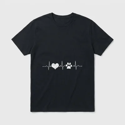 Herzschlag Hund Pfote Frequenz T-Shirt – Klassisches T-Shirt in Schwarz