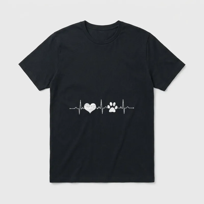 Herzschlag Hund Pfote Frequenz T-Shirt – Klassisches T-Shirt in Schwarz