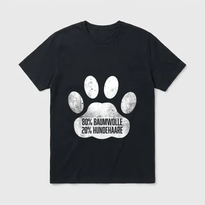Baumwolle Hundehaare Spuren T-Shirt – Klassisches T-Shirt in Schwarz
