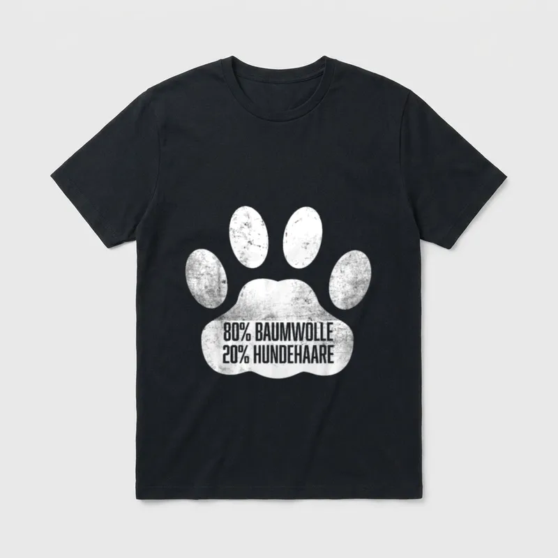 Baumwolle Hundehaare Spuren T-Shirt – Klassisches T-Shirt in Schwarz