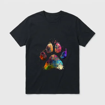 Farben Hundepfotenabdruck Naturfarben Natürliche T-Shirt – Klassisches T-Shirt in Schwarz