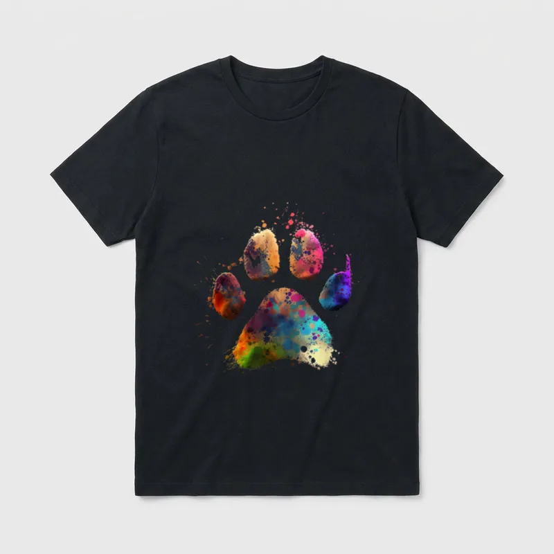 Farben Hundepfotenabdruck Naturfarben Natürliche T-Shirt – Klassisches T-Shirt in Schwarz