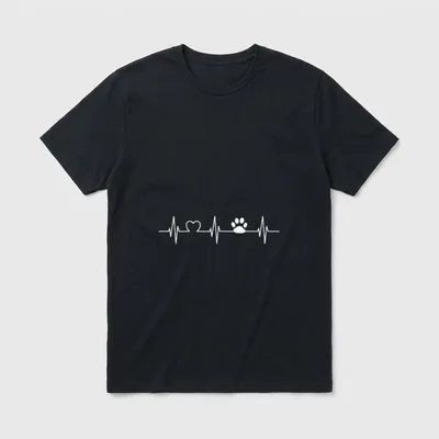 Hund Katze Herzschlag EKG T-Shirt – Klassisches T-Shirt in Schwarz