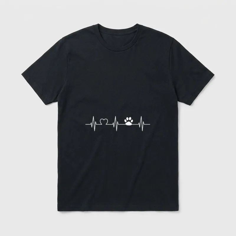 Hund Katze Herzschlag EKG T-Shirt – Klassisches T-Shirt in Schwarz