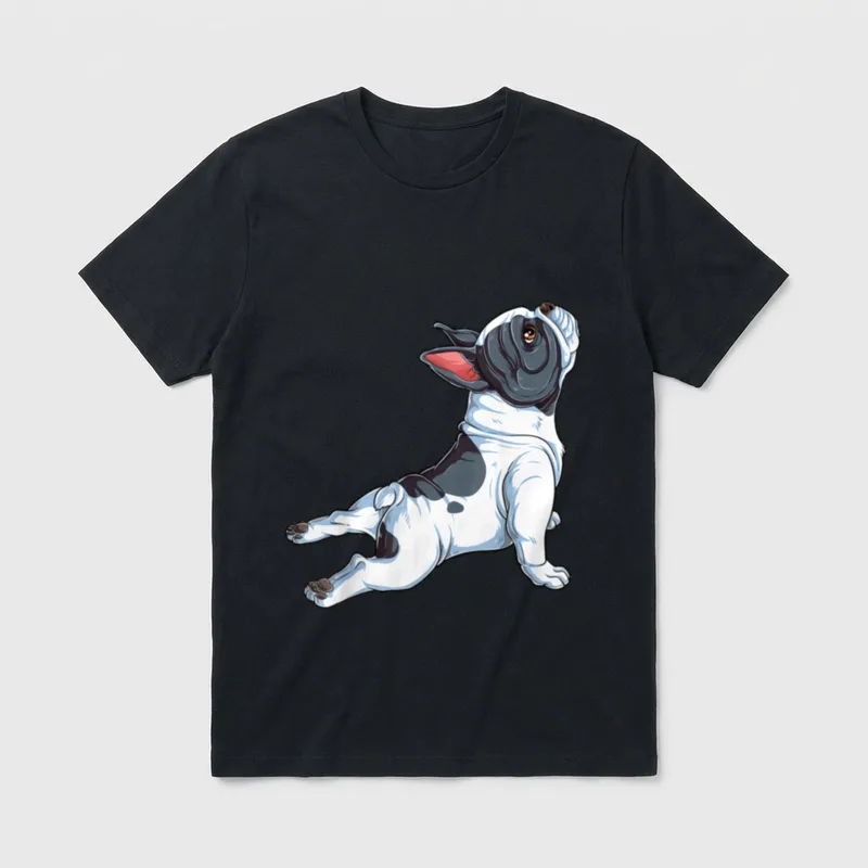Französische Bulldogge Yoga T T-Shirt – Klassisches T-Shirt in Schwarz